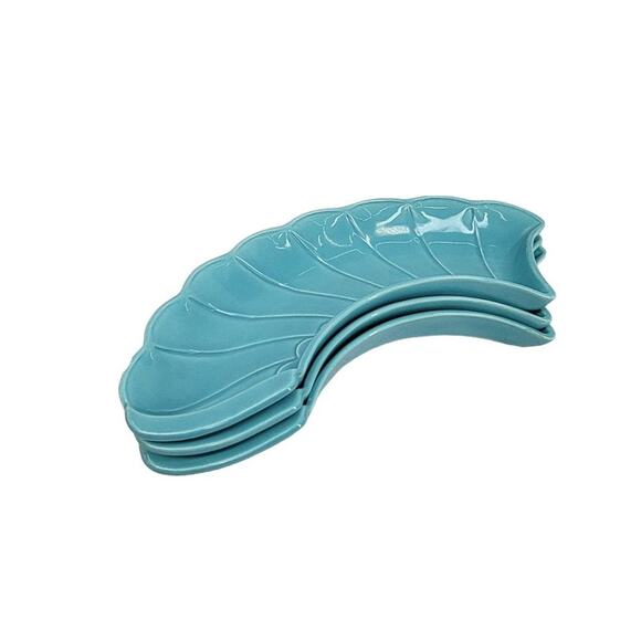 Vintage Set of 3 Ceramic Wing Trays Aqua Pottery Made in USA No 370 California - Picture 3 of 8